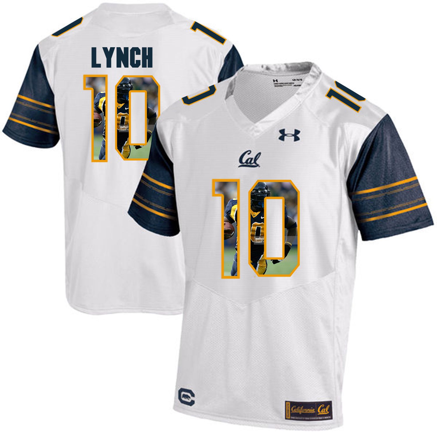 Men California Golden Bears #10 Marshawn Lynch White Customized NCAA Jerseys1->customized ncaa jersey->Custom Jersey
